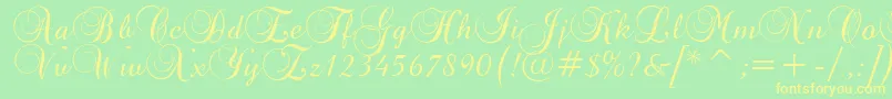 BrockScriptD Font – Yellow Fonts on Green Background