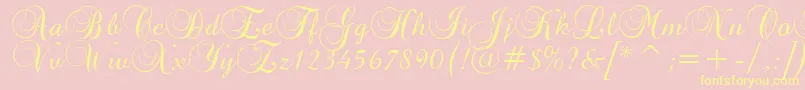 BrockScriptD Font – Yellow Fonts on Pink Background