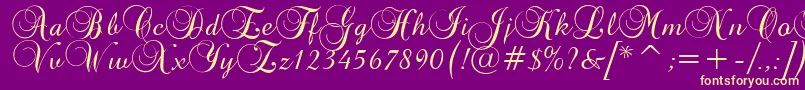 BrockScriptD Font – Yellow Fonts on Purple Background