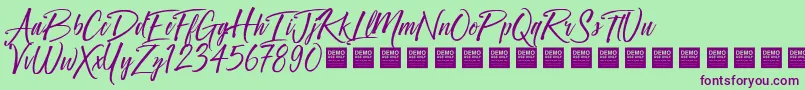 CrownHeightsDemo Font – Purple Fonts on Green Background