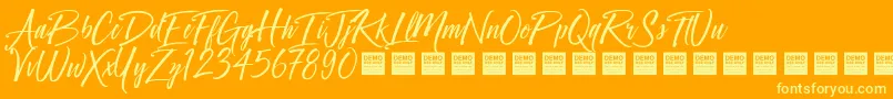 CrownHeightsDemo-Schriftart – Gelbe Schriften auf orangefarbenem Hintergrund