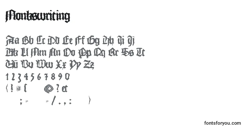 Monkswriting-fontti – aakkoset, numerot, erikoismerkit