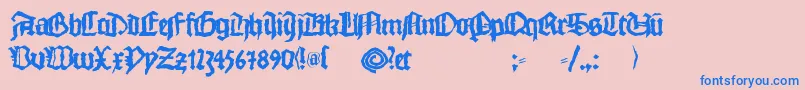 Fonte Monkswriting – fontes azuis em um fundo rosa