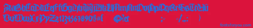 Monkswriting Font – Blue Fonts on Red Background