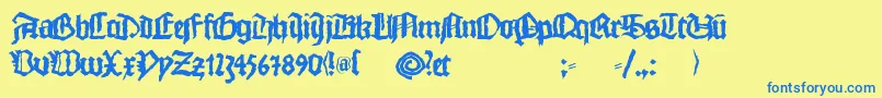 Monkswriting Font – Blue Fonts on Yellow Background