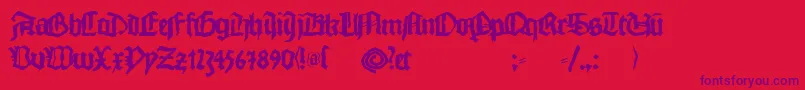 Monkswriting-fontti – violetit fontit punaisella taustalla