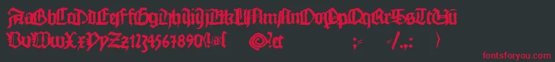 フォントMonkswriting – 黒い背景に赤い文字