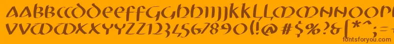 Mkuncialeobliquefs-Schriftart – Braune Schriften auf orangefarbenem Hintergrund