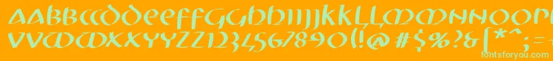 Mkuncialeobliquefs Font – Green Fonts on Orange Background