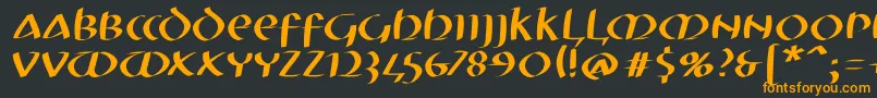 フォントMkuncialeobliquefs – 黒い背景にオレンジの文字