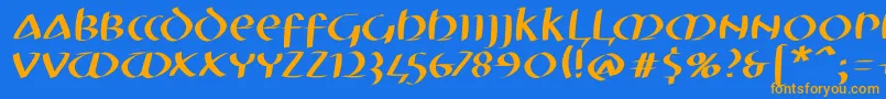 Шрифт Mkuncialeobliquefs – оранжевые шрифты на синем фоне