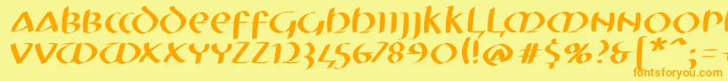 Mkuncialeobliquefs Font – Orange Fonts on Yellow Background