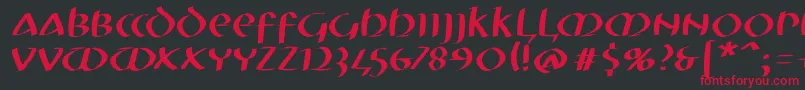 Mkuncialeobliquefs-Schriftart – Rote Schriften auf schwarzem Hintergrund