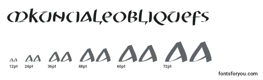 Размеры шрифта Mkuncialeobliquefs