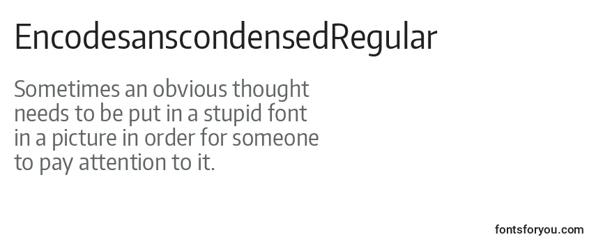Review of the EncodesanscondensedRegular Font