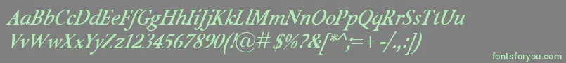 IsoldeBolditalic-fontti – vihreät fontit harmaalla taustalla