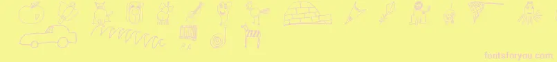 SlKidsAlphabet-fontti – vaaleanpunaiset fontit keltaisella taustalla