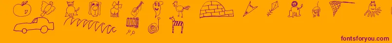 SlKidsAlphabet-Schriftart – Violette Schriften auf orangefarbenem Hintergrund