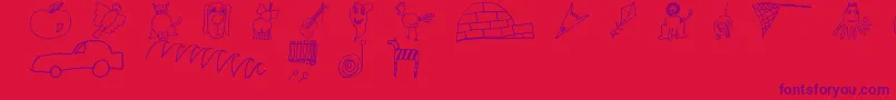Fonte SlKidsAlphabet – fontes roxas em um fundo vermelho
