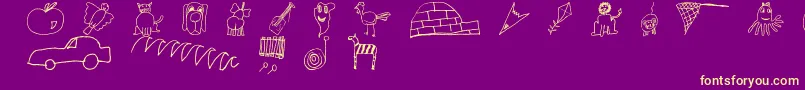 Fonte SlKidsAlphabet – fontes amarelas em um fundo roxo