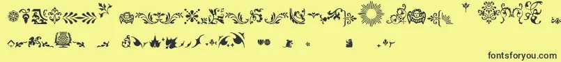 Fleurons Font – Black Fonts on Yellow Background