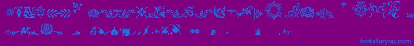 Fleurons Font – Blue Fonts on Purple Background