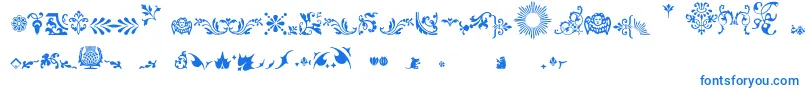 Fleurons Font – Blue Fonts on White Background