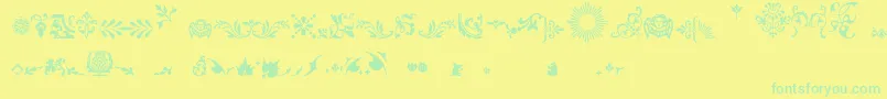 Fleurons Font – Green Fonts on Yellow Background