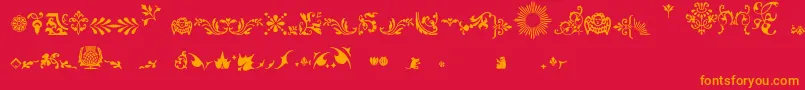 Fleurons Font – Orange Fonts on Red Background