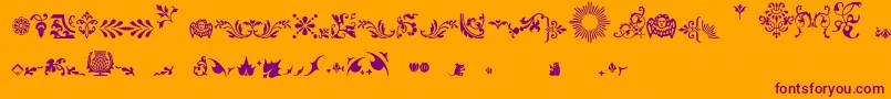 Fleurons Font – Purple Fonts on Orange Background