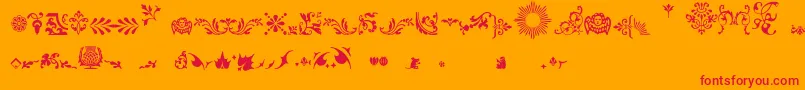 Fleurons Font – Red Fonts on Orange Background