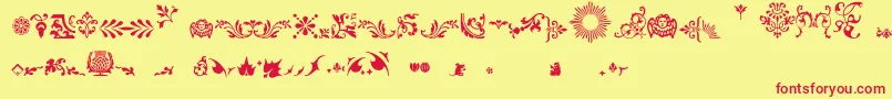 Fleurons Font – Red Fonts on Yellow Background