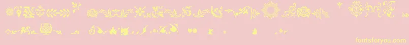 Fleurons Font – Yellow Fonts on Pink Background