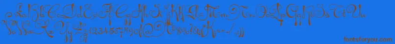 AriadnaScript-Schriftart – Braune Schriften auf blauem Hintergrund