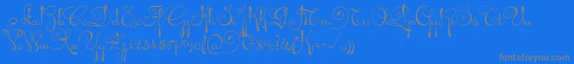 AriadnaScript-Schriftart – Graue Schriften auf blauem Hintergrund