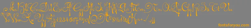 AriadnaScript-Schriftart – Orangefarbene Schriften auf grauem Hintergrund