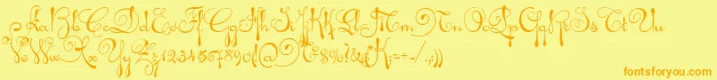 AriadnaScript Font – Orange Fonts on Yellow Background