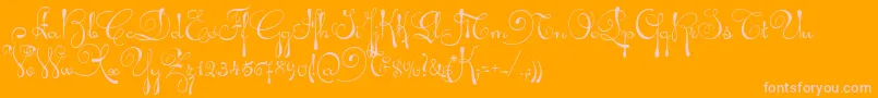 AriadnaScript-Schriftart – Rosa Schriften auf orangefarbenem Hintergrund