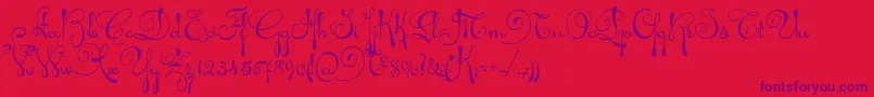 AriadnaScript-Schriftart – Violette Schriften auf rotem Hintergrund