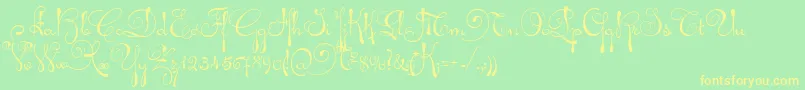 AriadnaScript Font – Yellow Fonts on Green Background