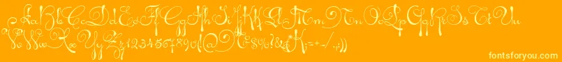 AriadnaScript Font – Yellow Fonts on Orange Background