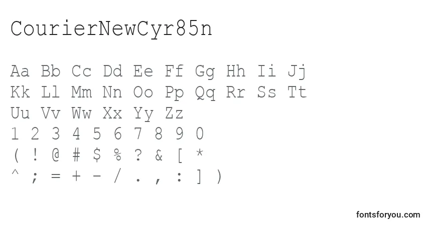 Czcionka CourierNewCyr85n – alfabet, cyfry, specjalne znaki