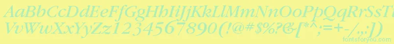 GaramondbookcttItalic Font – Green Fonts on Yellow Background