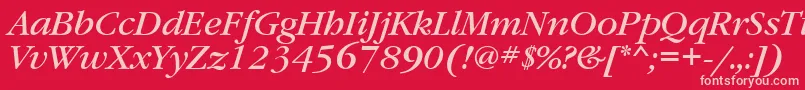 GaramondbookcttItalic Font – Pink Fonts on Red Background