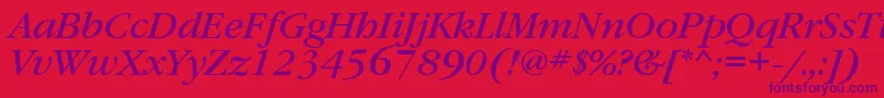 GaramondbookcttItalic Font – Purple Fonts on Red Background