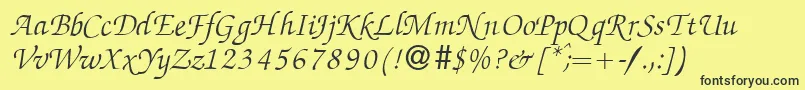ZabriskiescriptItalic-fontti – mustat fontit keltaisella taustalla