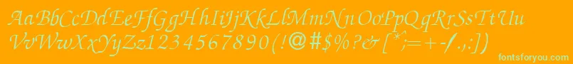Шрифт ZabriskiescriptItalic – зелёные шрифты на оранжевом фоне