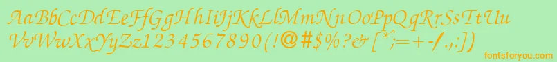 ZabriskiescriptItalic Font – Orange Fonts on Green Background