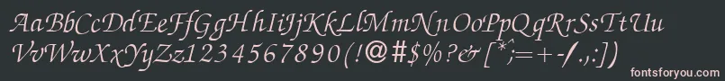 Шрифт ZabriskiescriptItalic – розовые шрифты на чёрном фоне