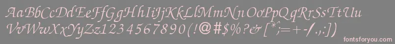 ZabriskiescriptItalic-fontti – vaaleanpunaiset fontit harmaalla taustalla